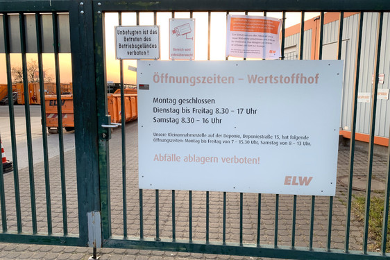 Wertstoffhof Wiesbaden-Dotzheim nach wenigen Stunden am Dienstagvormittag leider wieder geschlossen.