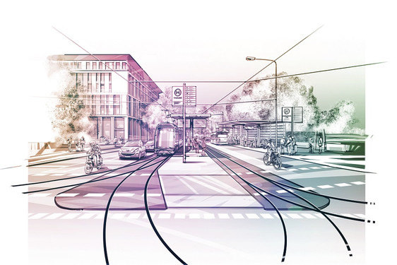 So könnte die Bahnhofstraße nit CityBahn in der Zukunft aussehen.