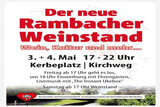 In Wiesbaden-Rambach öffnet der Weinstand am 3. Mai mit der Band "The Instant Ukebox". Am 4. Mai ist der Weinstand ebenfalls geöffnet.