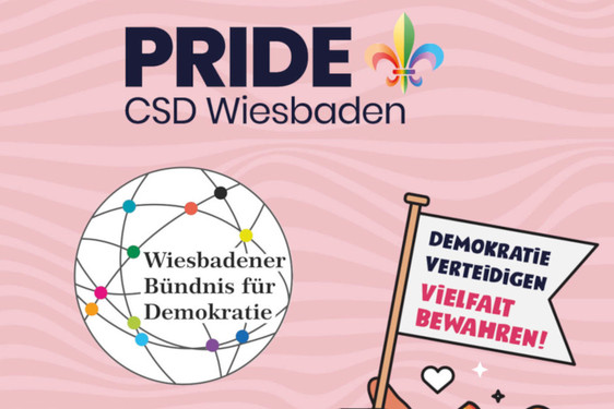 Das Wiesbadener Bündnis für Demokratie erweitert seinen Mitgliederkreis und ruft zu  einer gemeinsamer Kundgebung mit dem CSD unter dem Motto "Demokratie verteidigen, Vielfalt bewahren" auf.
