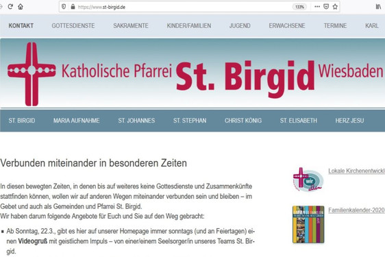 Screenshot Website St. Birgid