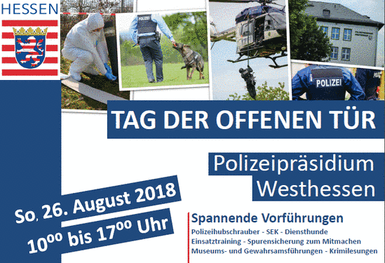 Tag der offenen Tür beim Polizeipräsidium Westhessen am Sonntag, 26. August 2018