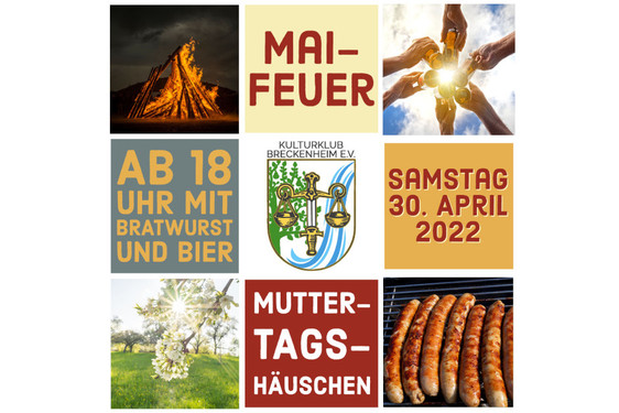 Am Muttertagshäuschen in Wiesbaden-Breckenheim veranstaltet der Kulturklub Breckenheim e.V. am Samstag, 30. April, ein Maifeuer.