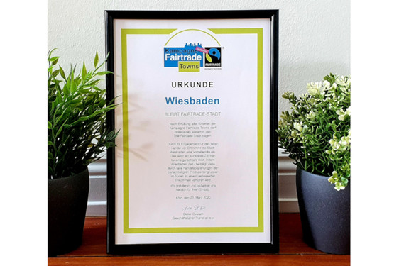 Die Urkunde der Kampagne "Fairtrade-Towns".