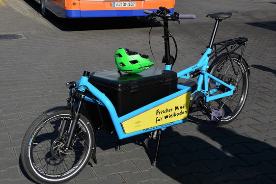 Stark nachgefragte an  Cargo-Bikes in Wiesbaden. Kaufprämie verlängert.