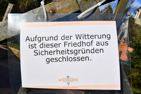 Fasanerie und Friedhöfe nach Sturm in Wiesbaden geschlossen