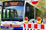 Buslinien 38: Umleitung wegen Bauarbeiten im Kreuzungsbereich Waldstraße Ecke Steinberger Straße in Wiesbaden-Biebrich.