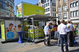 Im August 2018 stand die CityBahn DialogBox auf dem Wiesbadener Mauritiusplatz.