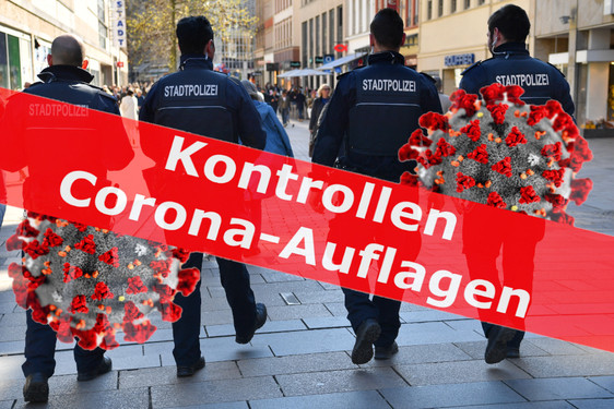 Stadtpolizei kontrolliert neue Corona-Auflagen in Wiesbaden - Zuwiderhandlungen werden mit Bußgeldern geahndet.