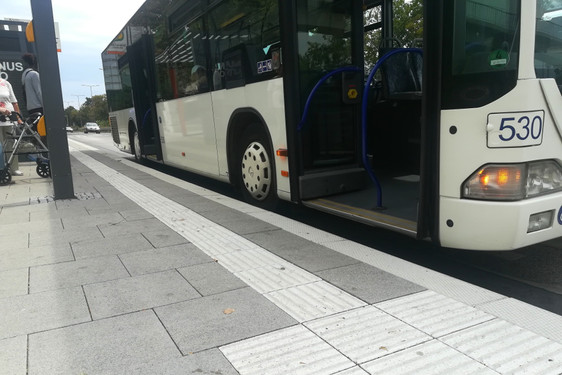 Mitarbeitende von ESWE Verkehr geben im September in Wiesbaden ein Mobilitätstraining mit Tipps und Möglichkeit zum praktischen Üben.