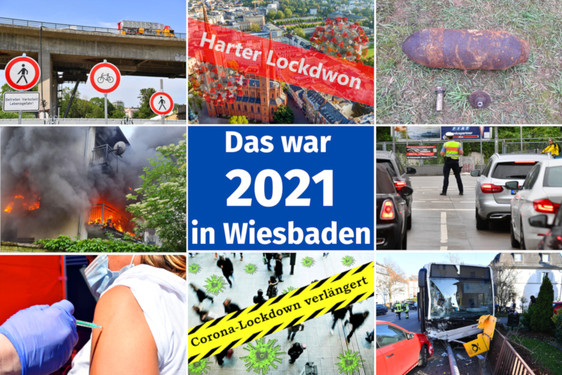 Jahresrückblick 2021 von Wiesbadenaktuell.de: Corona, Salzbachtalbrücke, Verkehrschaos, eine Weltkriegsbombe, ein großer Knall und eine Sprengung.