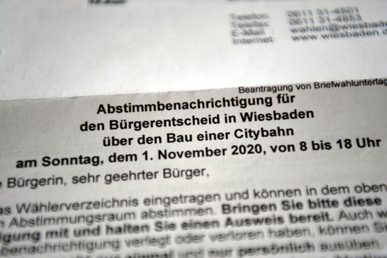 Wichtige Hinweise zum Bürgerentscheid CityBahn am 1. November in Wiesbaden.