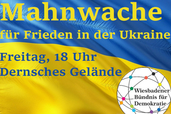 In Wiesbaden veranstaltet das Bündnis für Demokratie am Freitagabend, 25. Februar, eine Mahnwache im Bezug auf den russischen Einmarsch in die Ukraine.