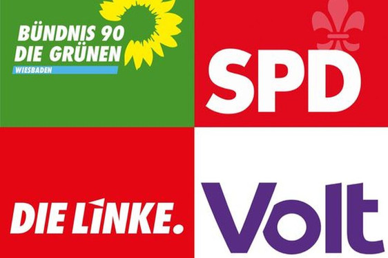 Die vier progressiven Parteien im Wiesbadener Rathaus, GRÜNE, SPD, LINKE und Volt beraten über eine formelle Zusammenarbeit für die nächsten Jahre