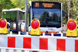 Busumleitung im Bereich Volkerstraße in Wiesbaden-Biebrich wegen Bauarbeiten.